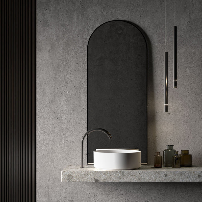 Arco Vanity Mirror - Wall Mount - 20" Aluminum/Matt Black