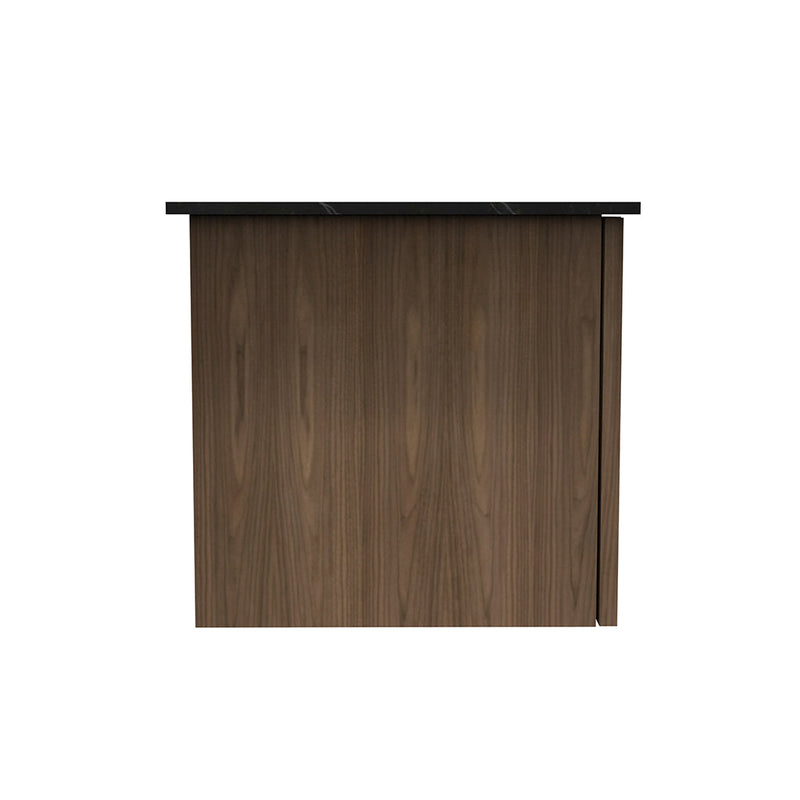 Kimono 1 Drawers And 1 Open Shelf Bathroom Vanity with Porcelain Sink - Wall Mount - 40" Walnut Wood Veneer/Walnut