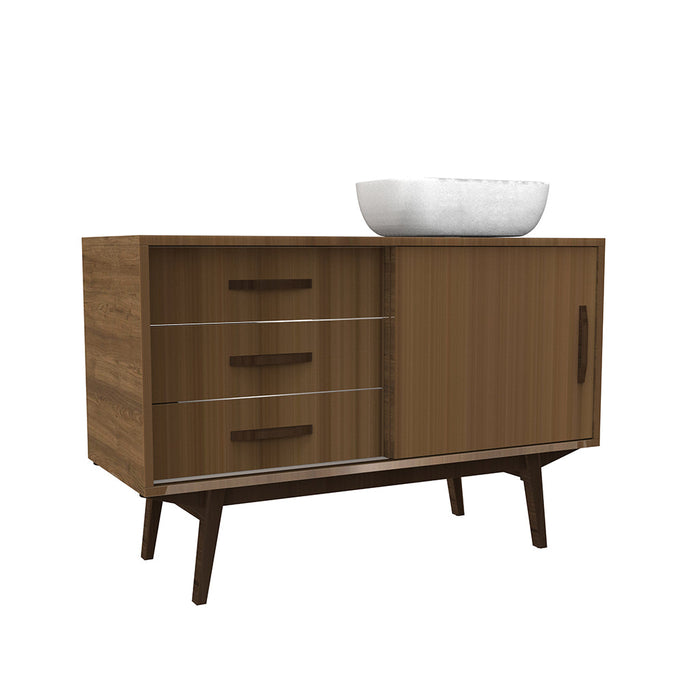 Velvet 3 Drawers And 1 Door Bathroom Vanity with Vessel Sink - Floor Mount - 48" Wood/Trebine Oak