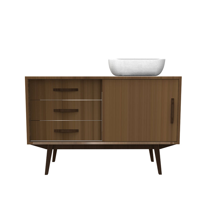 Velvet 3 Drawers And 1 Door Bathroom Vanity with Vessel Sink - Floor Mount - 48" Wood/Trebine Oak