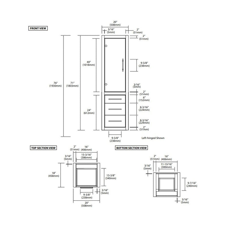City Auxiliary Vanity - Wall Mount - 20" Wood/Matt White