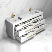 City Vanity - Wall Mount - 72" Solid Surface/Matt White