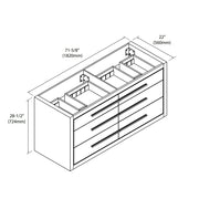 City Vanity - Wall Mount - 72" Solid Surface/Matt White