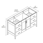 Shaker Vanity - Floor Mount - 60" Quartz/Brandy