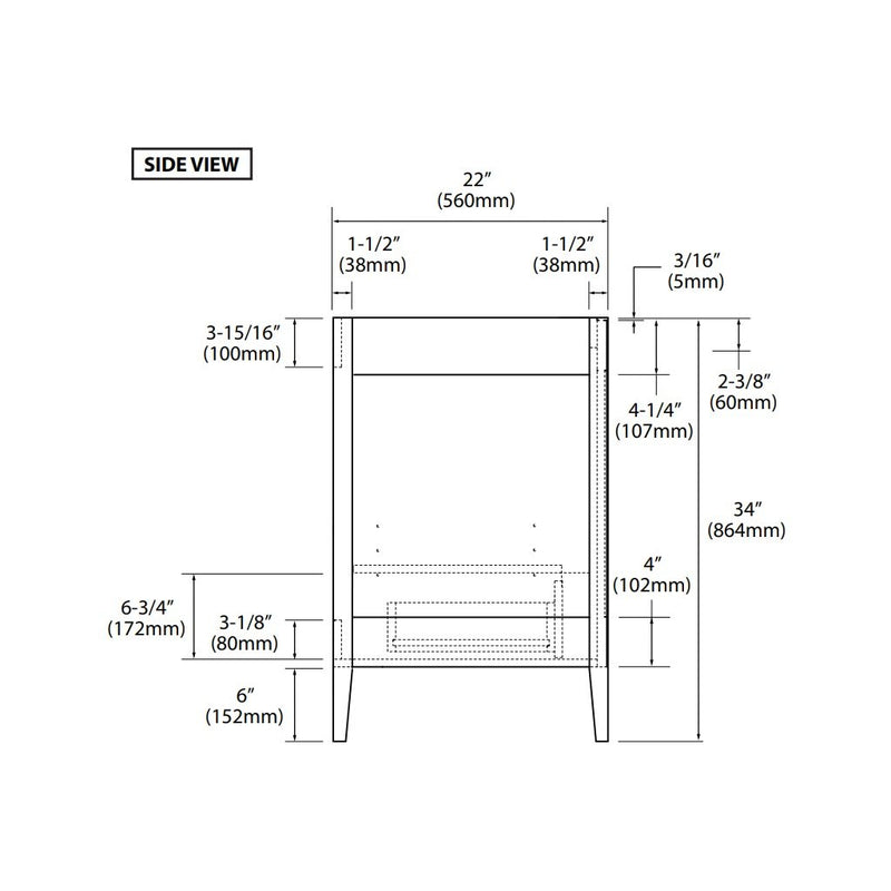 Shaker Vanity - Floor Mount - 60" Quartz/Brandy