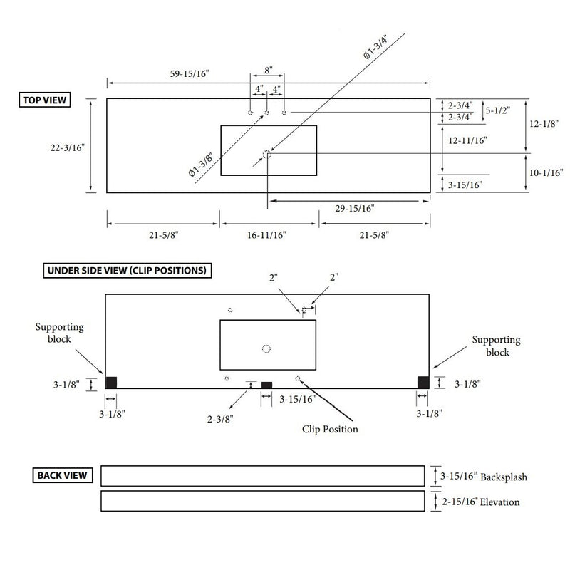 Shaker Vanity - Floor Mount - 60" Quartz/Brandy