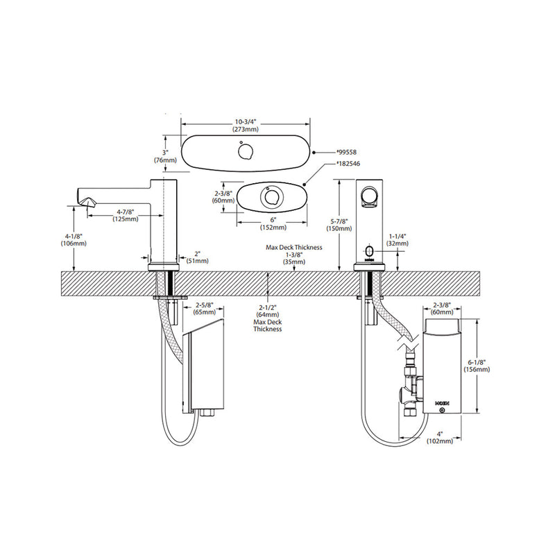 M-Power Free Sensor-Operated Bathroom Faucet - Single Hole - 6" Brass/Matt Black