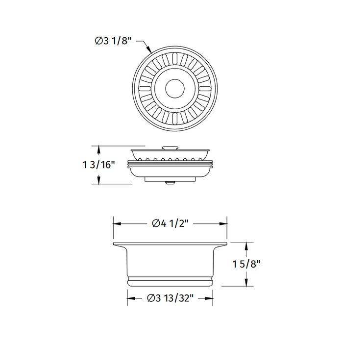 Classic Complete Stopper & Strainer - Single Hole - 5" Stainless Steel/Matt Black