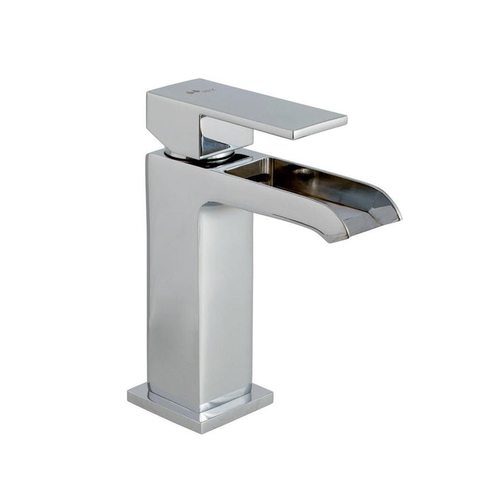Waterfall Open Bathroom Faucet - Single Hole - 6" Brass/Polished Chrome