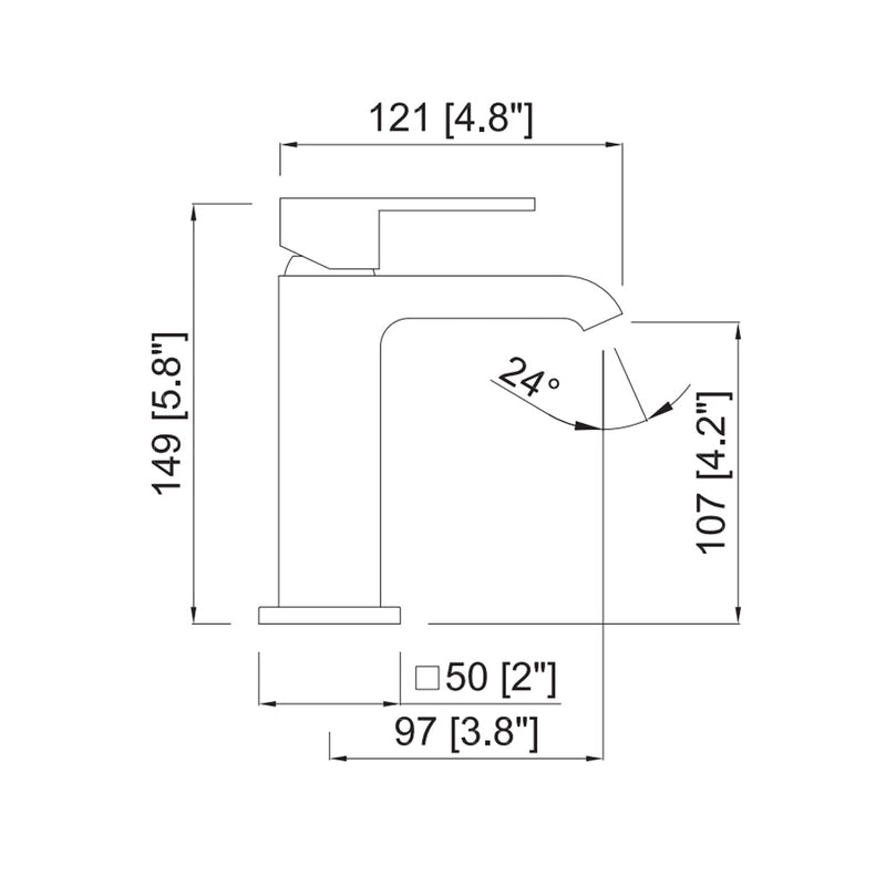 Waterfall Open Bathroom Faucet - Single Hole - 6" Brass/Polished Chrome