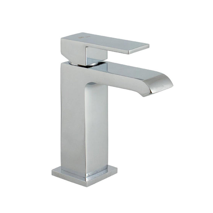Waterfall Bathroom Faucet - Single Hole - 6" Brass/Polished Chrome