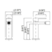 Cubic Bidet Faucet - Single Hole - 6" Brass/Matt Black