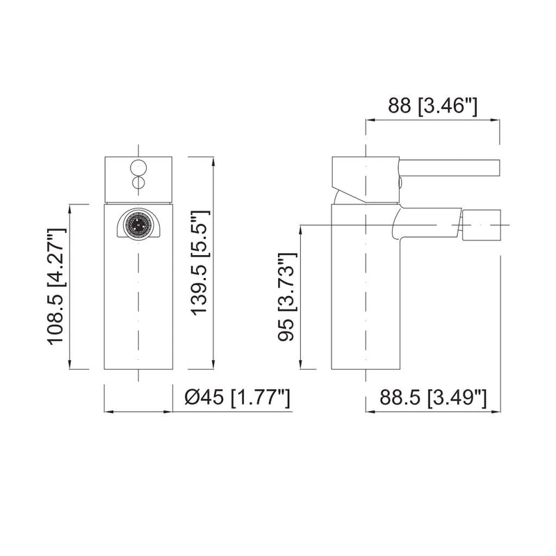 Smart Bidet Faucet - Single Hole - 6" Brass/Polished Chrome