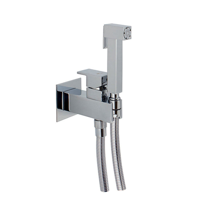 Cubic Bidet Shower - Wall Mount - 7" Brass/Polished Chrome