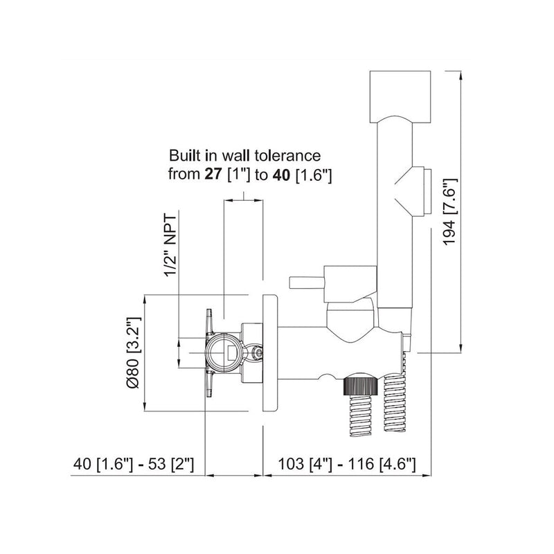 Smart Bidet Shower - Wall Mount - 7" Brass/Matt Black (Final Sale)