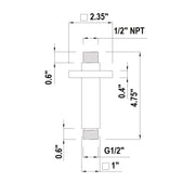 Cubic Shower Arm - Ceiling Mount - 4" Brass/Matt Black