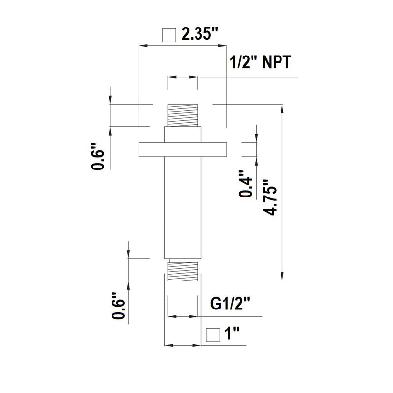 Cubic Shower Arm - Ceiling Mount - 4" Brass/Matt Black