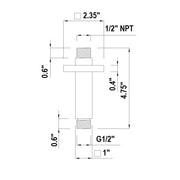 Cubic Shower Arm - Ceiling Mount - 4" Brass/Brushed Nickel