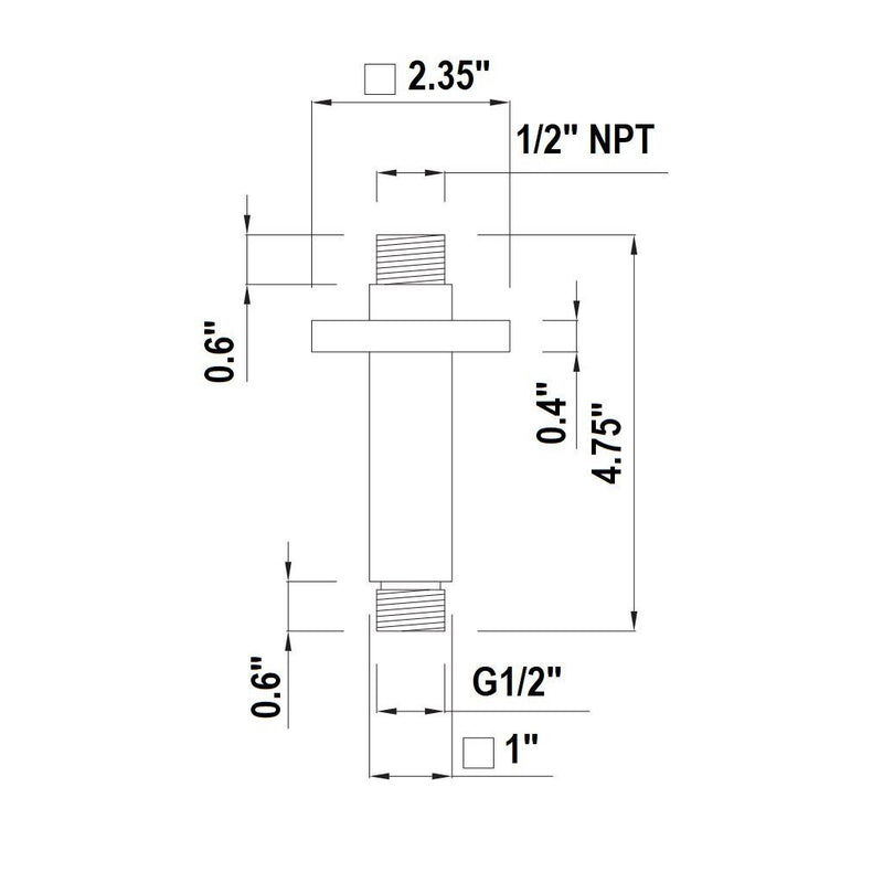 Cubic Shower Arm - Ceiling Mount - 4" Brass/Brushed Nickel