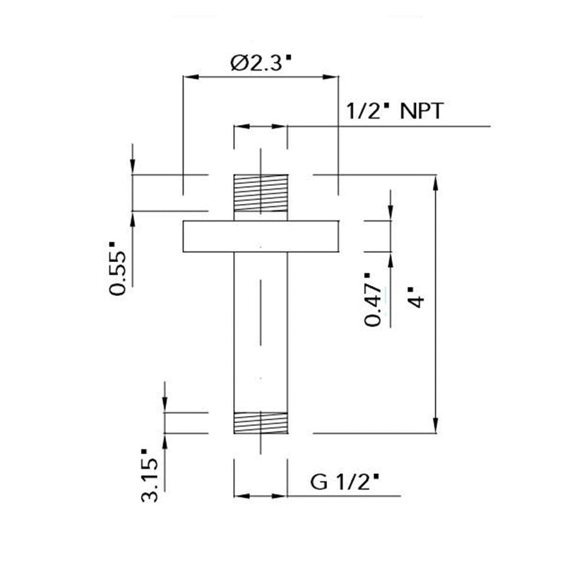 Smart Shower Arm - Ceiling Mount - 4" Brass/Polished Chrome