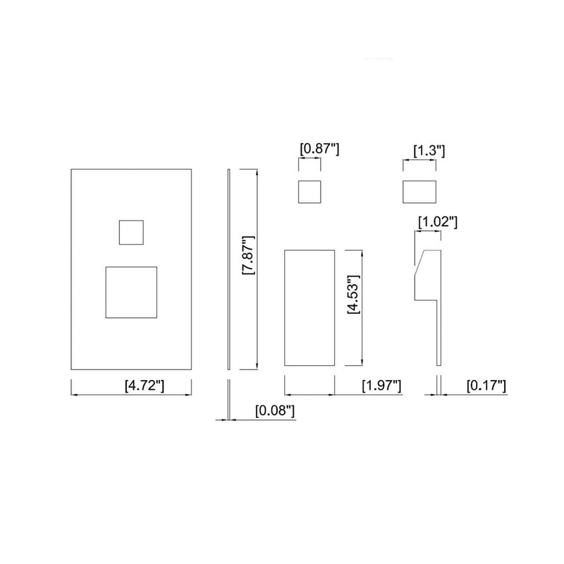 Cubic 2 Way Presostatic Shower Mixer - Wall Mount - 5" (Final Sale)