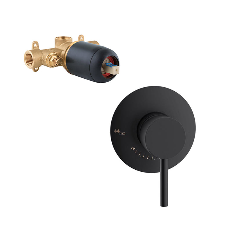 Minima 1 Way Presostatic Shower Mixer - Wall Mount - 7" Brass/Matt Black