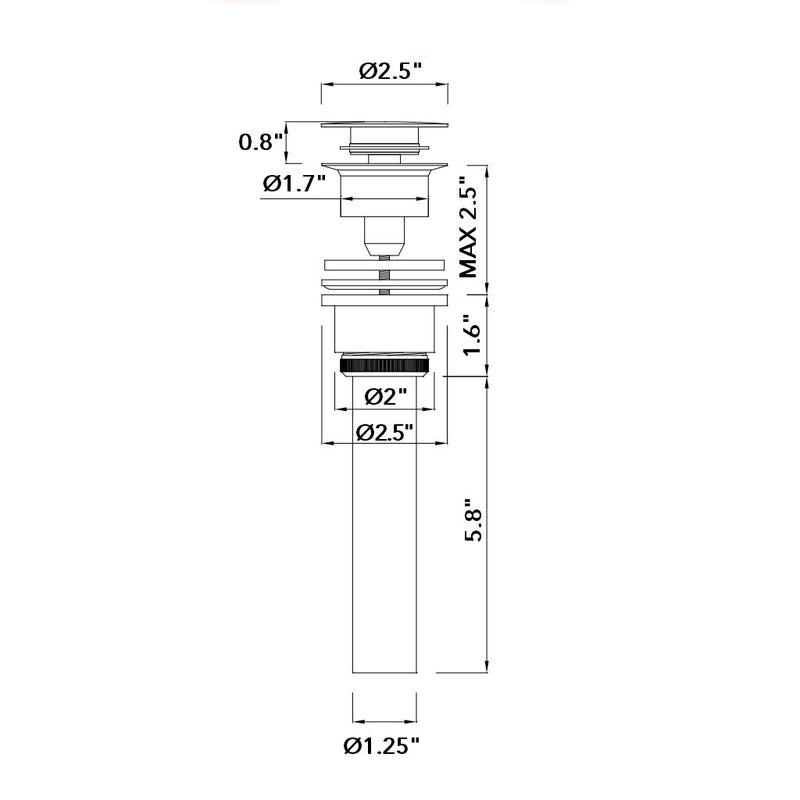 Sink Complements Grifox Universal Click-Clack Sink Drain - Drop-In - 2"