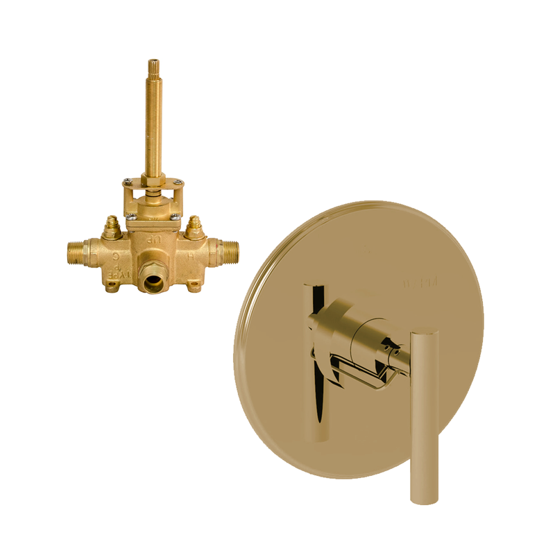 East Linear 1 Way Pressure Balance Shower Mixer - Wall Mount - 7" Brass/Polished Gold