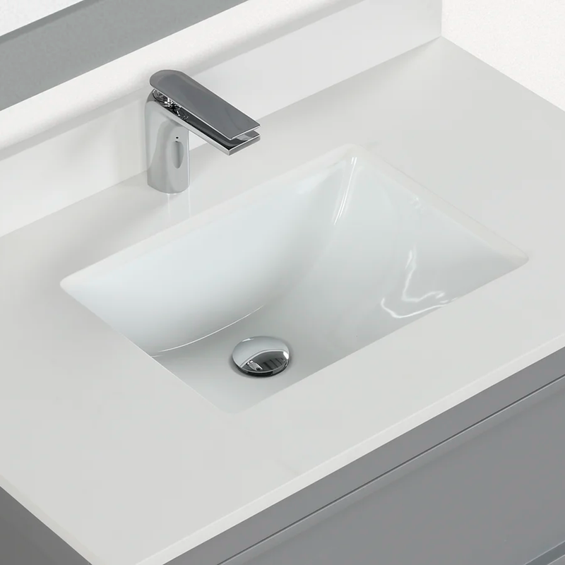 Lexington 2 Drawers Bathroom Vanity with Quartz Sink - Floor Mount - 36" Wood/White