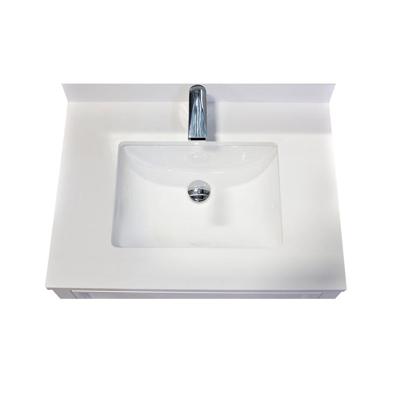 Lexington 2 Drawers Bathroom Vanity with Quartz Sink - Floor Mount - 30" Wood/White