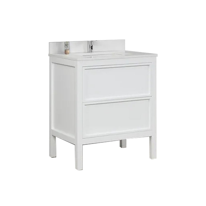 Lexington 2 Drawers Bathroom Vanity with Quartz Sink - Floor Mount - 30" Wood/White