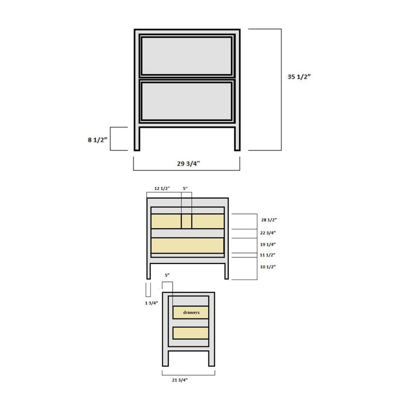 Lexington 2 Drawers Bathroom Vanity with Quartz Sink - Floor Mount - 30" Wood/White