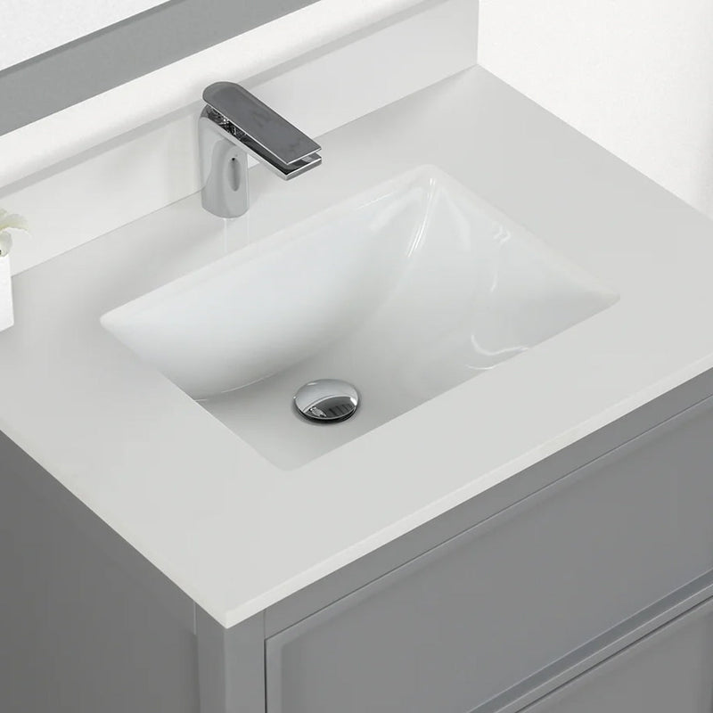 Lexington 2 Drawers Bathroom Vanity with Quartz Sink - Floor Mount - 30" Wood/White