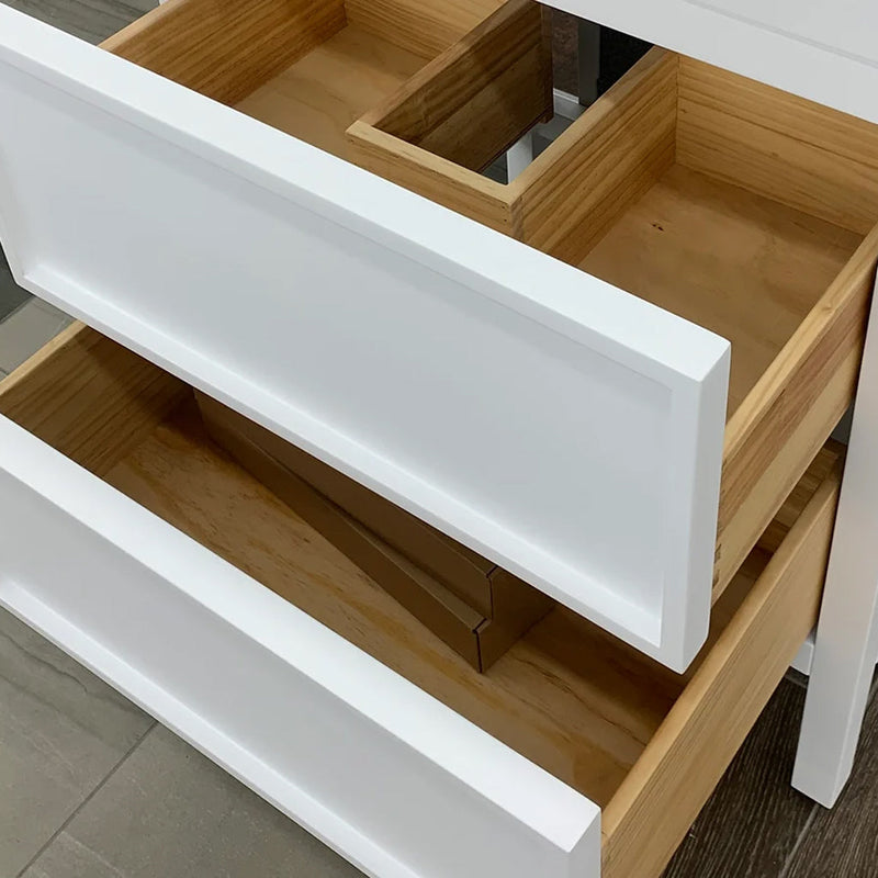 Lexington 2 Drawers Bathroom Vanity with Quartz Sink - Floor Mount - 30" Wood/White