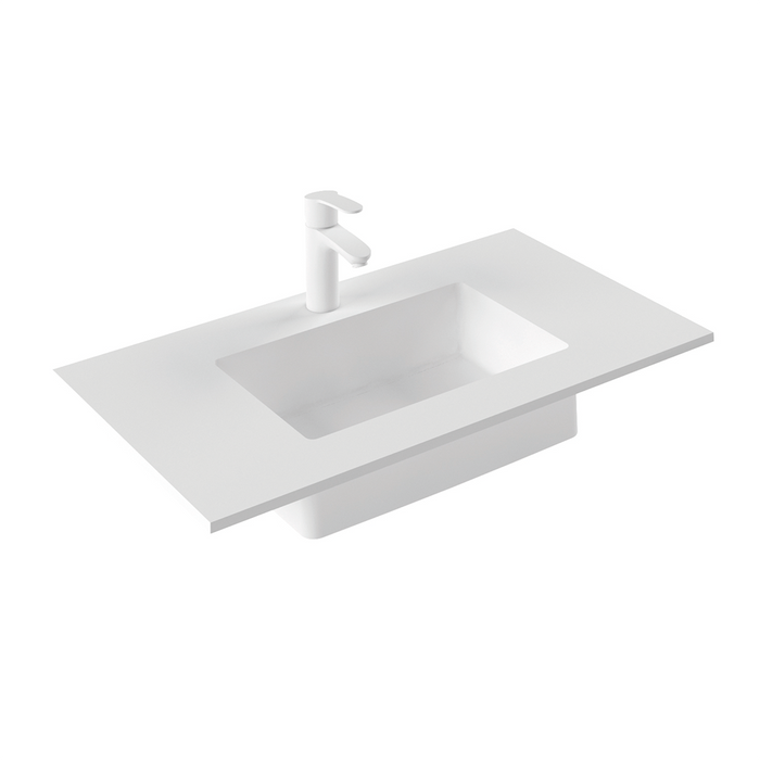 Bari 1 Drawer Bathroom Vanity with Ceramic Sink - Wall Mount - 32" Wood/Matt White