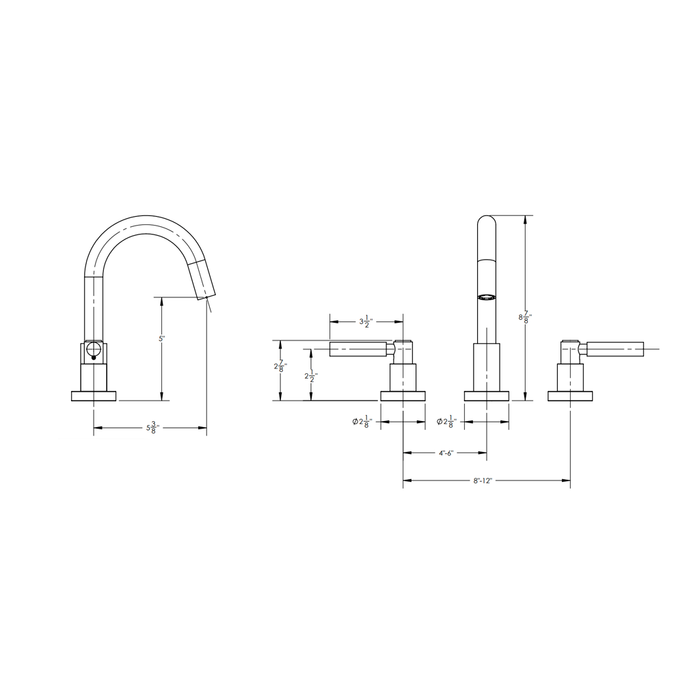 Basic Bathroom Faucet - Widespread - 8" Brass/Satin Nickel