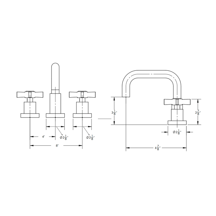 Basic Bathroom Faucet - Widespread - 8" Brass/Matt Black