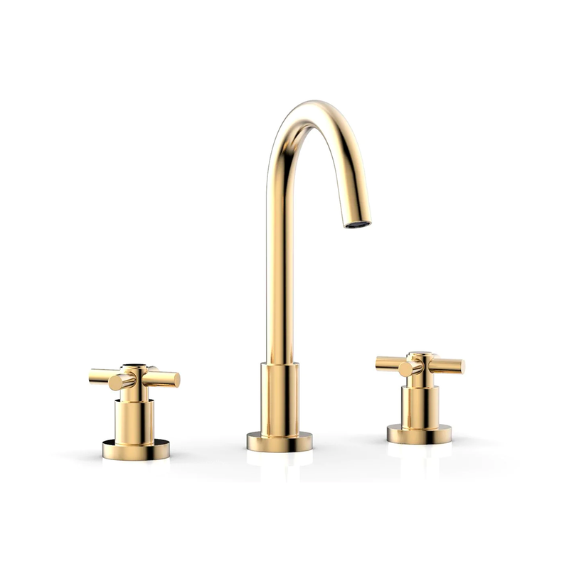 Basic Bathroom Faucet - Widespread - 8" Brass/Satin Brass