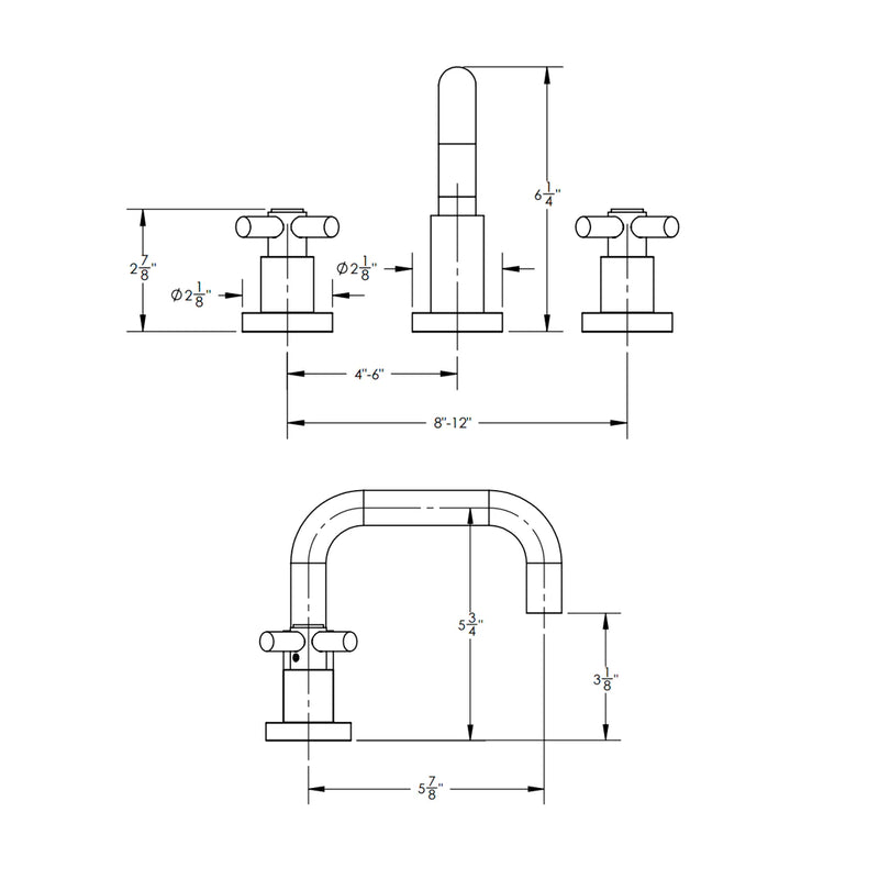 Basic Bathroom Faucet - Widespread - 8" Brass/Polished Nickel