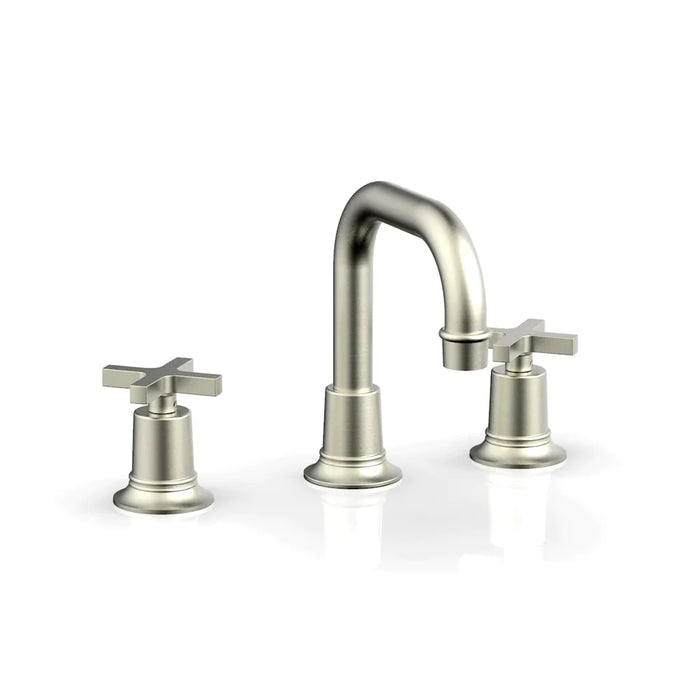 Hex Modern Bathroom Faucet - Widespread - 8" Brass/Satin Nickel