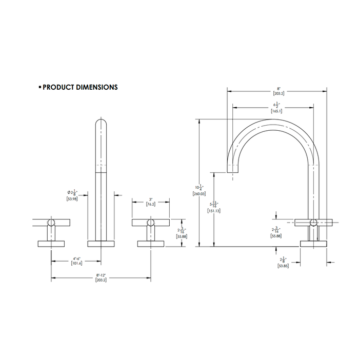 Transition Bathroom Faucet - Widespread - 8" Brass/Satin Nickel