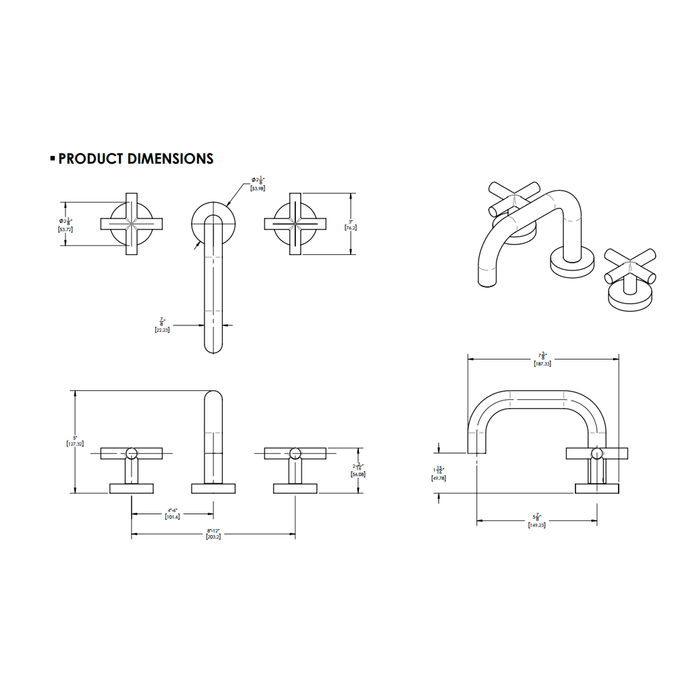 Transition Bathroom Faucet - Widespread - 8" Brass/Polished Chrome