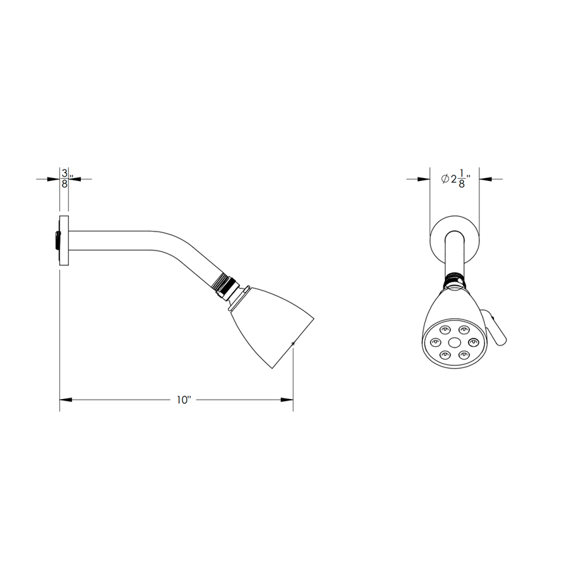 Basic Shower Head - Wall Mount - 10" Brass/Polished Chrome