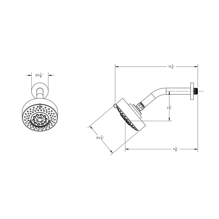 Multifunction Shower Head - Wall Mount - 11" Brass/Satin Brass