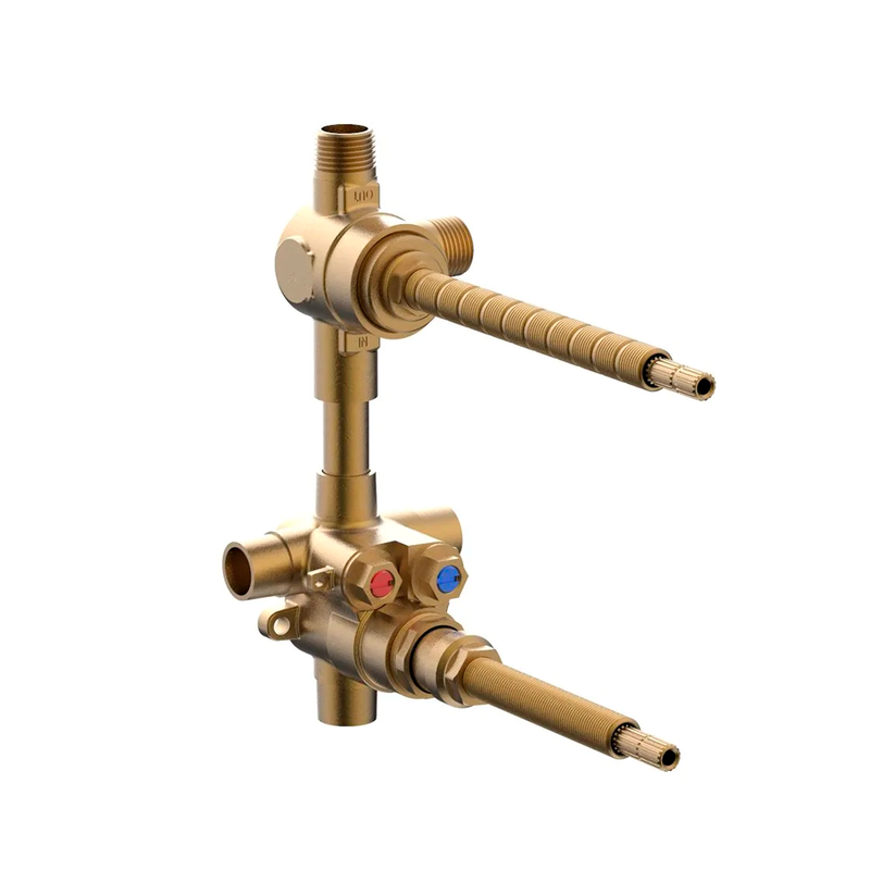 Hex Modern 2 Way Thermostatic Lever Handle Shower Mixer - Wall Mount - 9" Brass/Matt Black