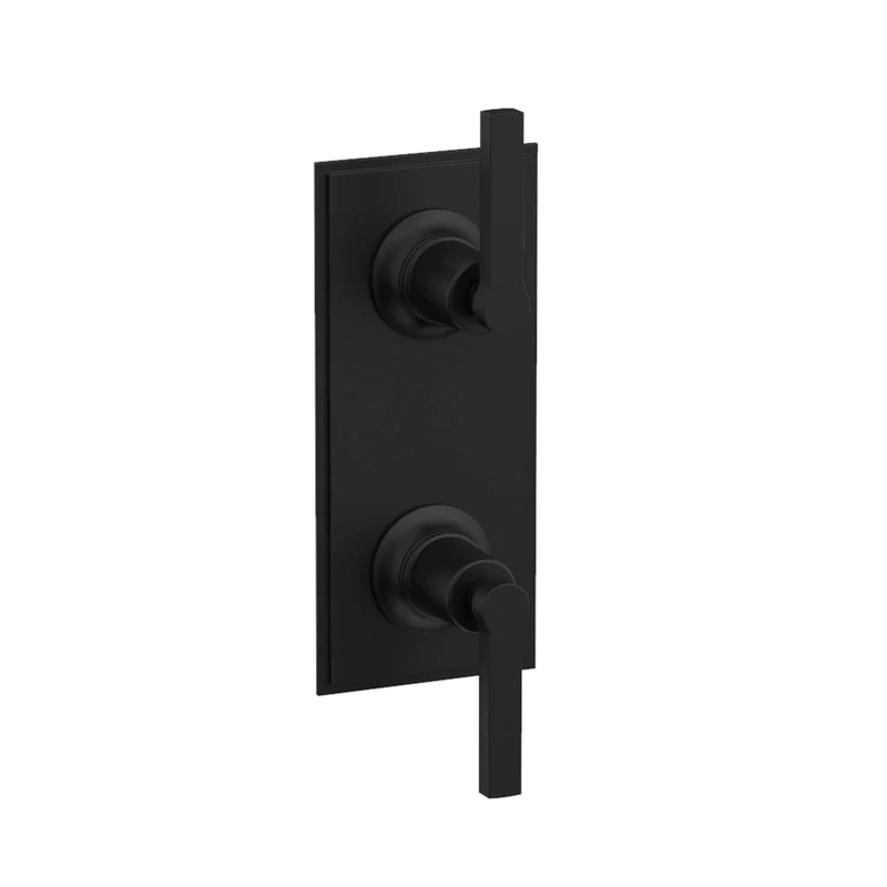 Hex Modern 2 Way Thermostatic Lever Handle Shower Mixer - Wall Mount - 9" Brass/Matt Black