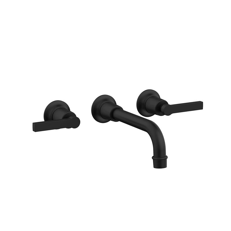 Hex Modern Complete Bathroom Faucet - Widespread-Wall Mount - 8" Brass/Matt Black