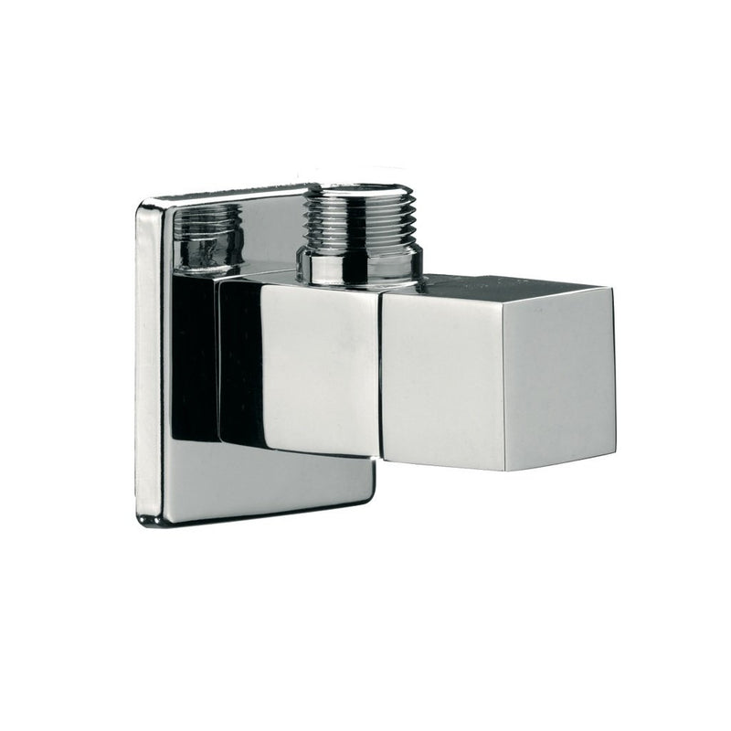 Cubic Angle Stop Valve - Wall Mount - 3" Brass/Polished Chrome