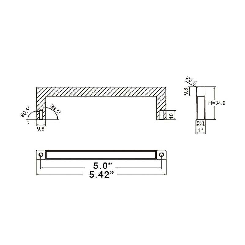 Aluminum Cabinet Pull Handle - Cabinet Mount - 6" Brass/Brushed Nickel