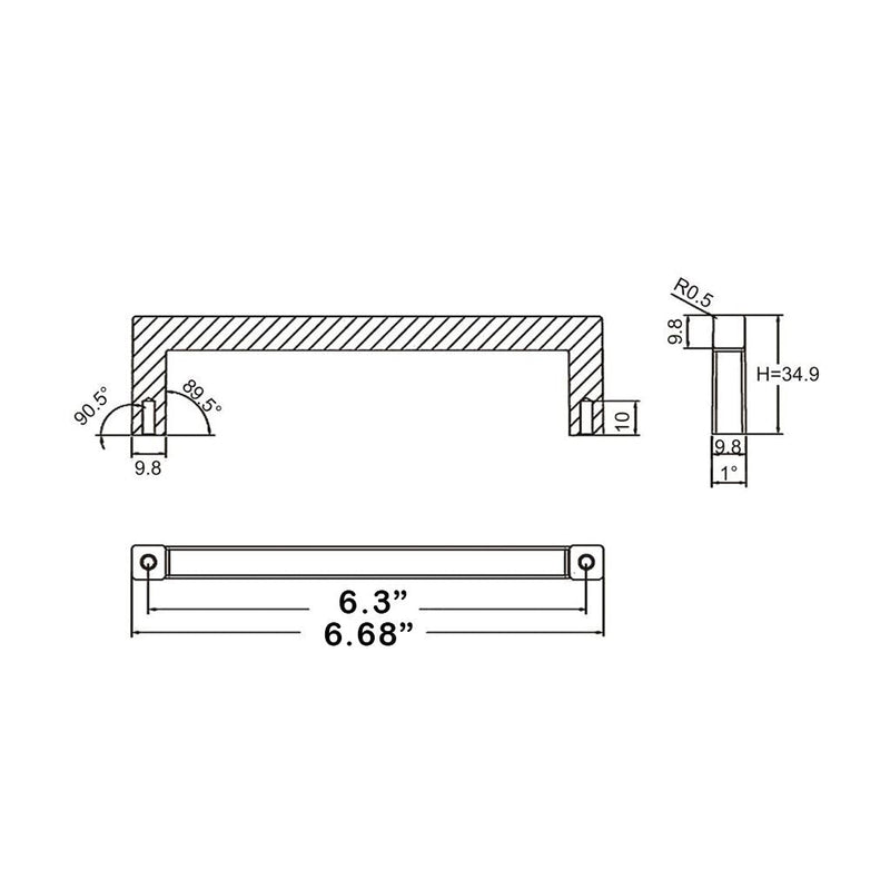 Aluminum Cabinet Pull Handle - Cabinet Mount - 7" Brass/Brushed Nickel